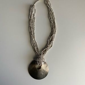 Taupe Shell Beaded Statememt Necklace